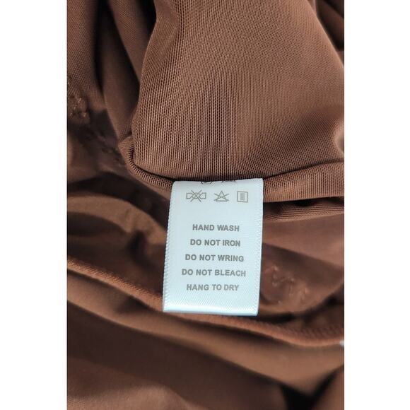 Popilush The Shape Wear Long Sleeve Thong Slimming Bodysuit In Brown, Size Large - Picture 8 of 10